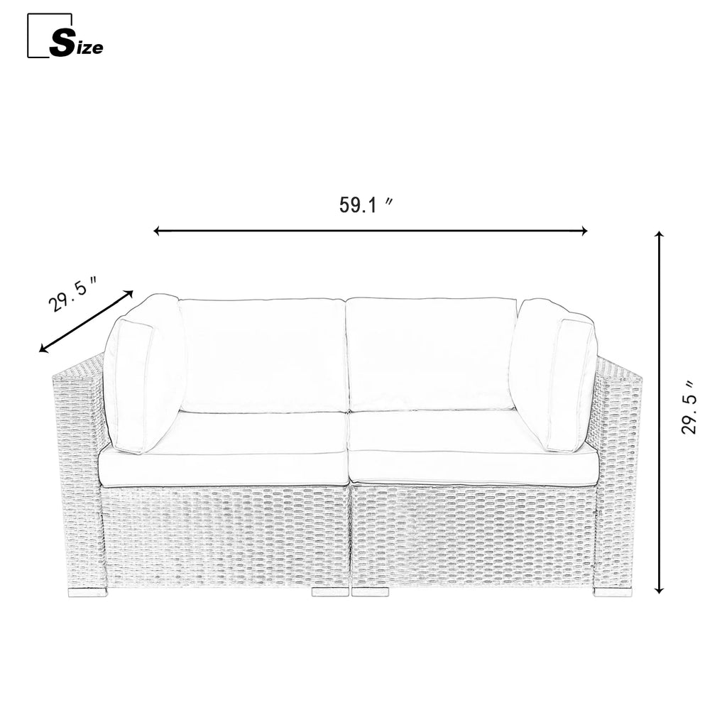 Blue 2-Piece Rattan Corner Sofa Set N12912
