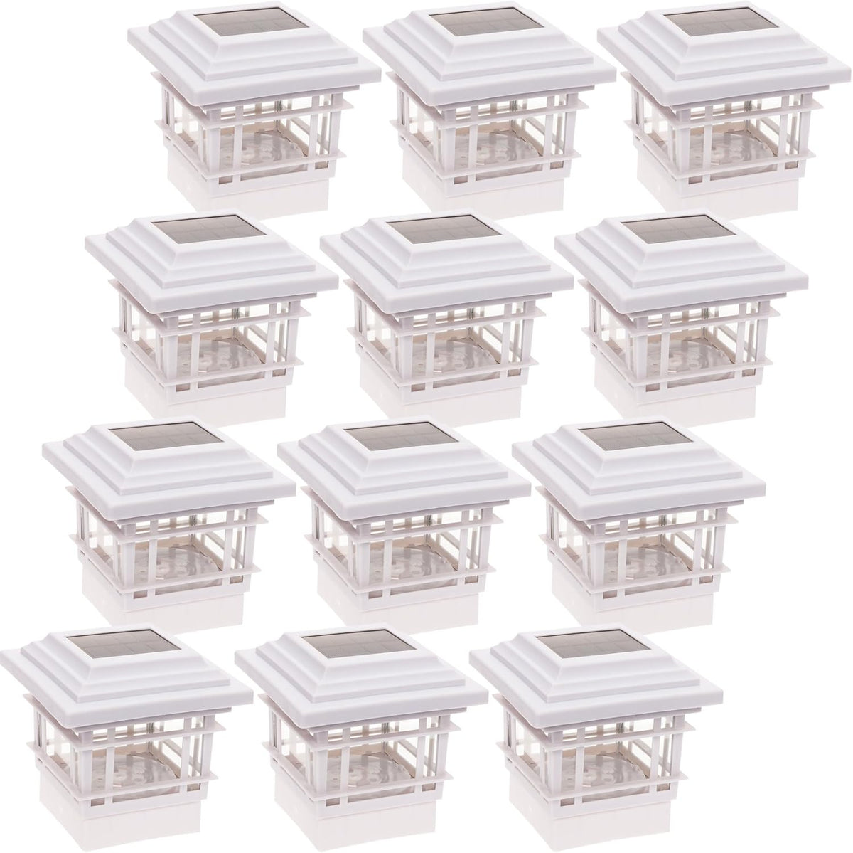 2 Pack White Plastic Solar Post Cap Lights for 4x4 Wood Posts X402594