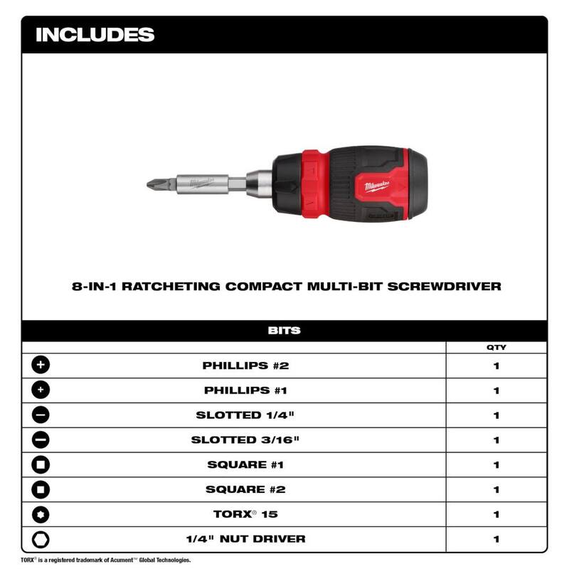 8-In-1 Ratcheting Multi-Bit Screwdriver A83376