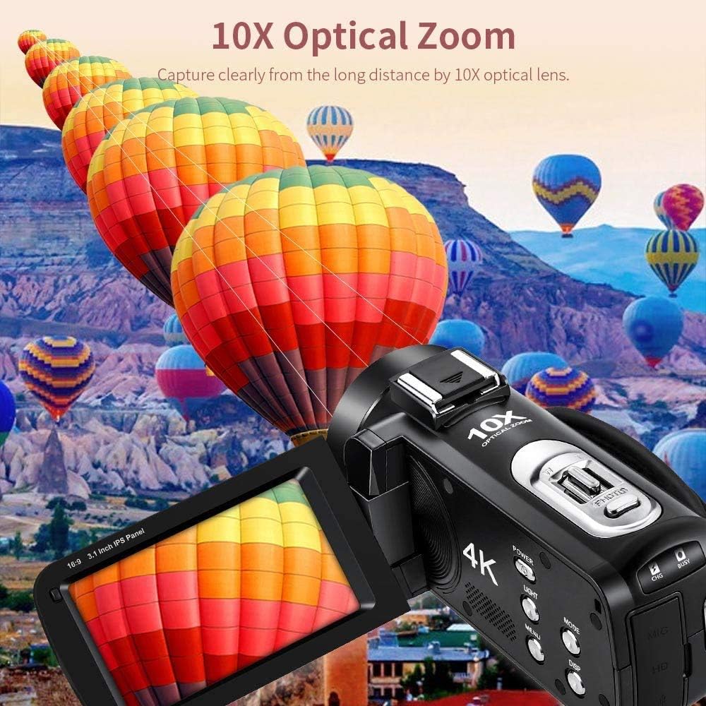 4K Video Camera Camcorder with Microphone and 32GB SD Card H707