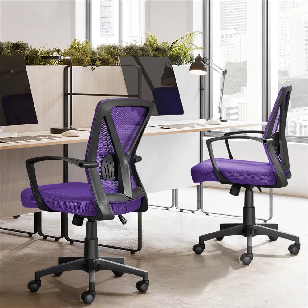 Purple Adjustable Mesh Mid Back Office Chair Set of 2 S511357