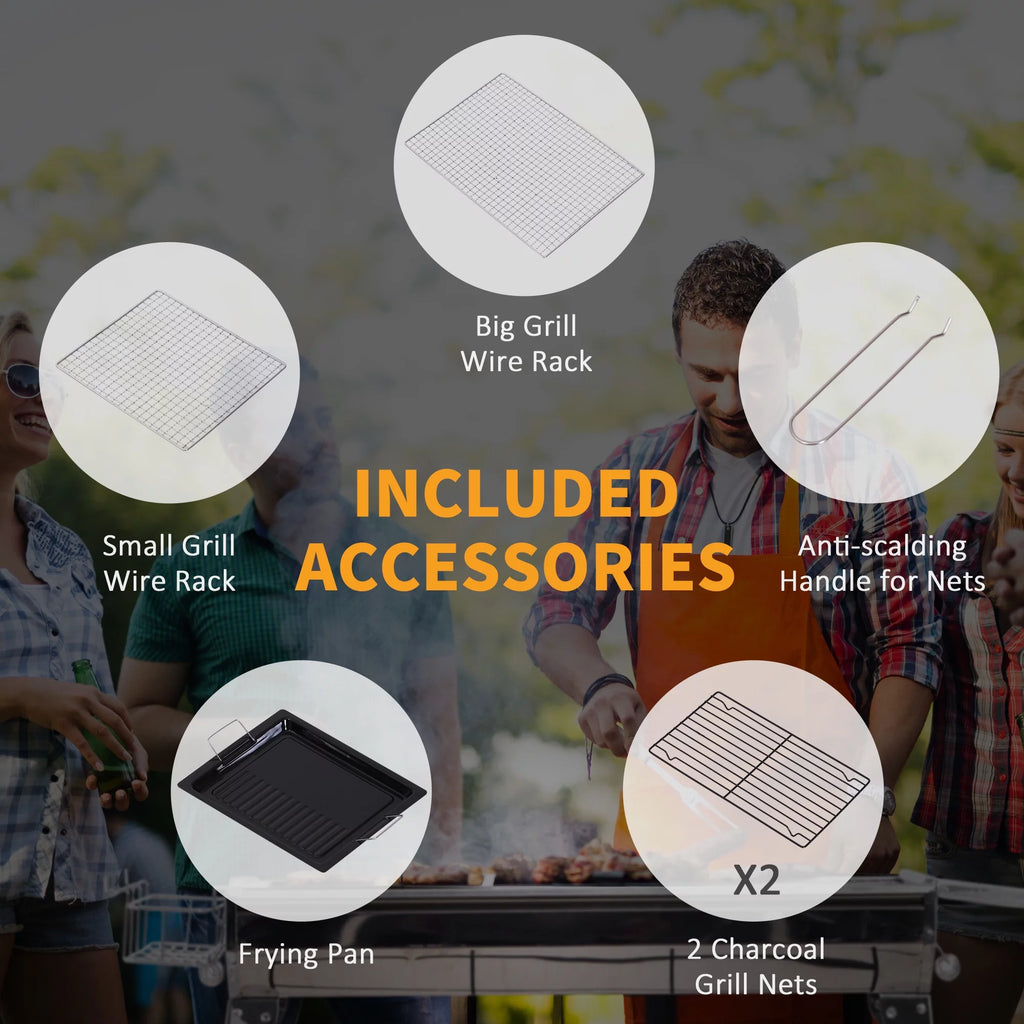 Portable Folding Charcoal BBQ Grill Stainless Steel A736899