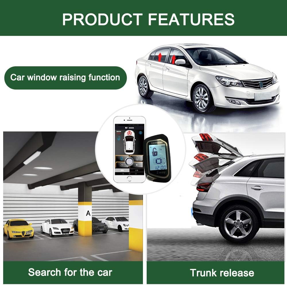 Car Alarm Security System with Remote Start, 1600 Feet Range Y5883