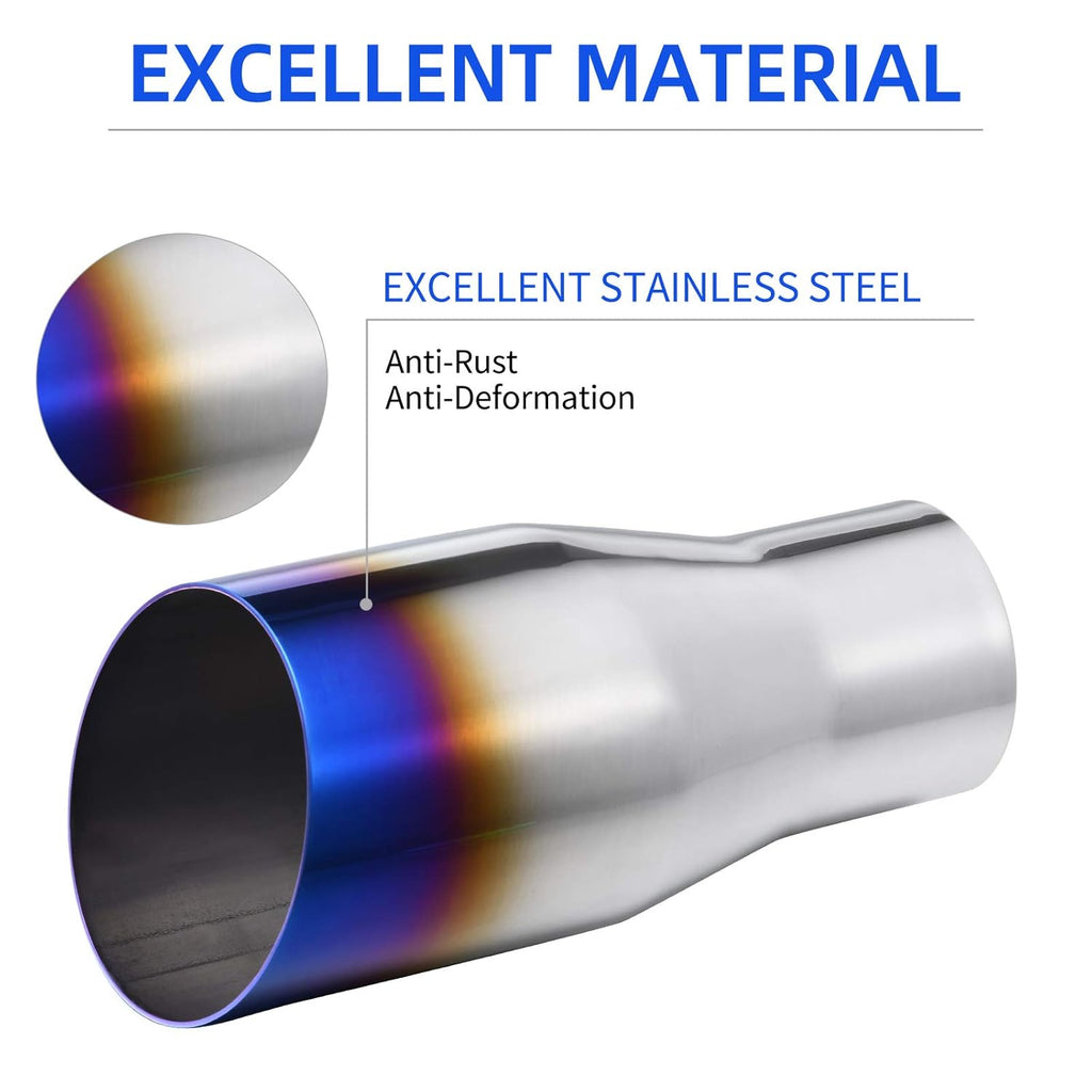 2.5 Inch Inlet Blue Burnt Stainless Steel Exhaust Tip, 2 Pack T559