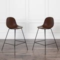 Faux Leather Bar Stool Set of 2 Brown Z5472