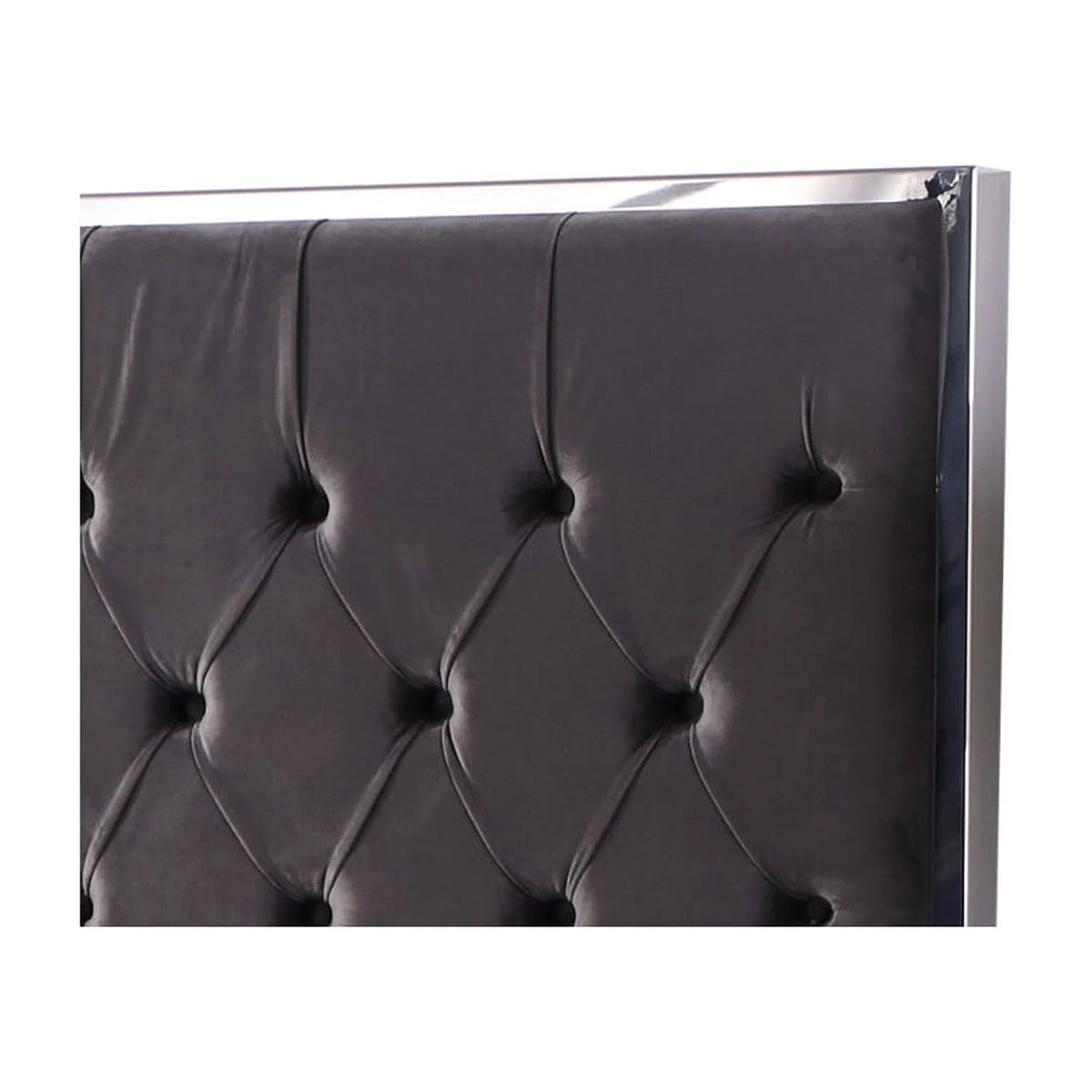 Dark Grey Velvet Eastern King Platform Bed X4450