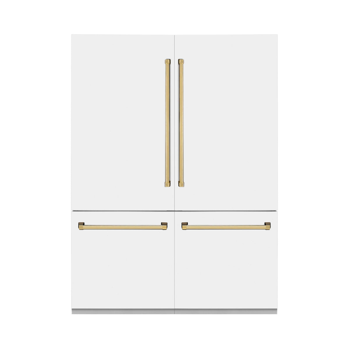 60 In. Built-In Refrigerator with Internal Water and Ice Dispenser in White Matte with Gold Accents R4221