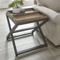 Walnut and Ebony Solid Wood End Table Q702271