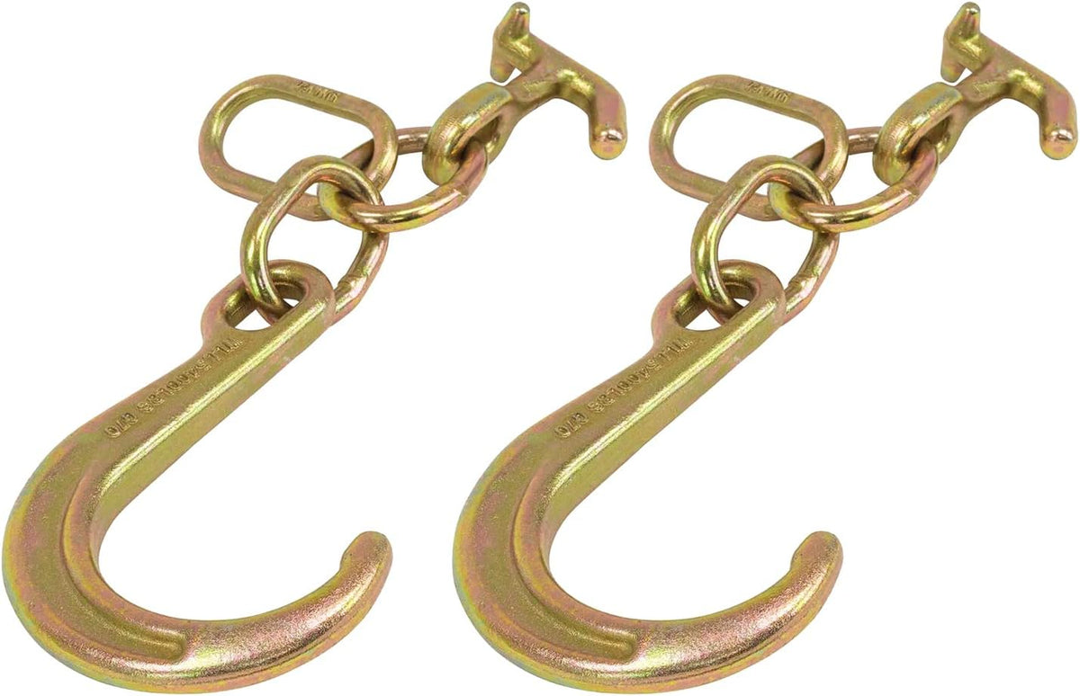 (2 Pack) 8" G70 J Hook with T-J Hooks and Enlarged Link, 5,400 lbs WLL Q29523