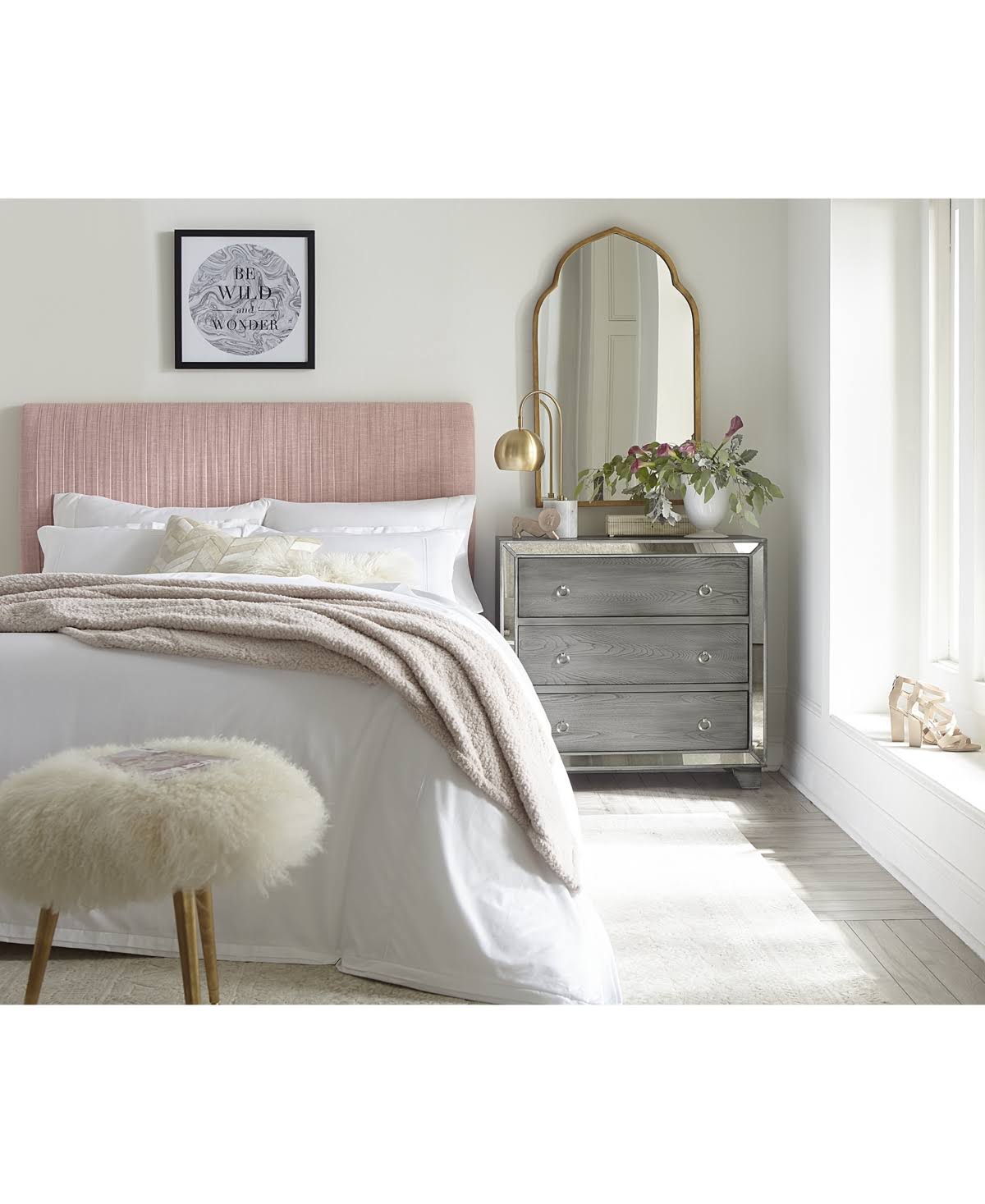 Gray Pleated California King Headboard C739244