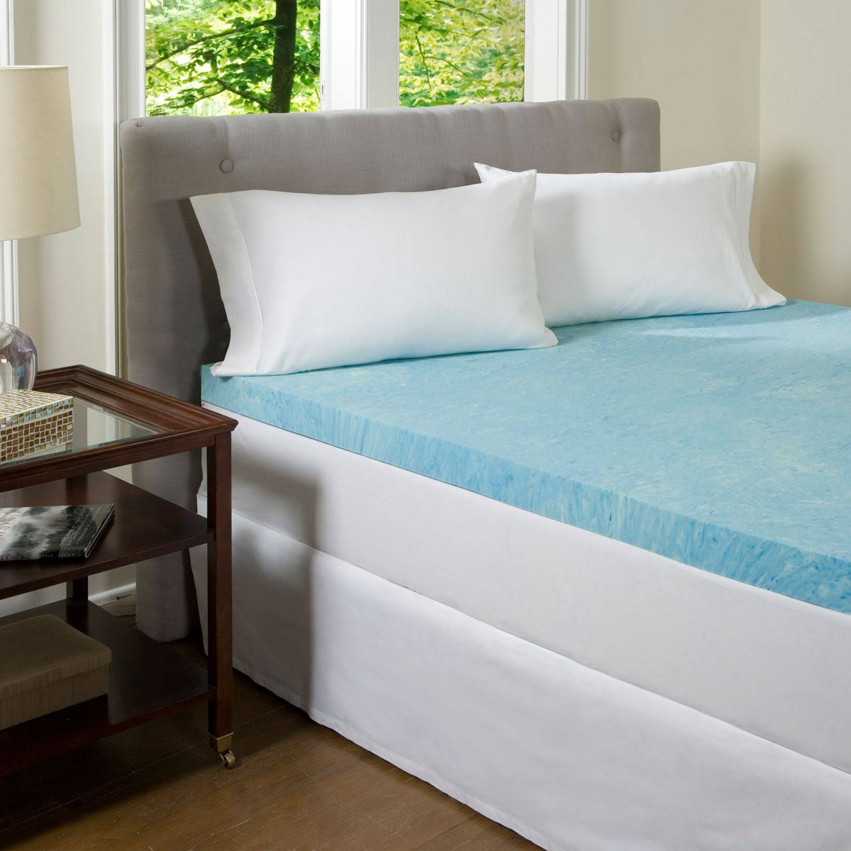 2-Inch Gel Memory Foam Mattress Topper, Blue, Full V8051