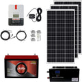 1.3KWH 12V Solar Power System Kit with 300W Mono Solar Panels, 30A MPPT Charge Controller, 2KW Pure Sine Wave Inverter D683