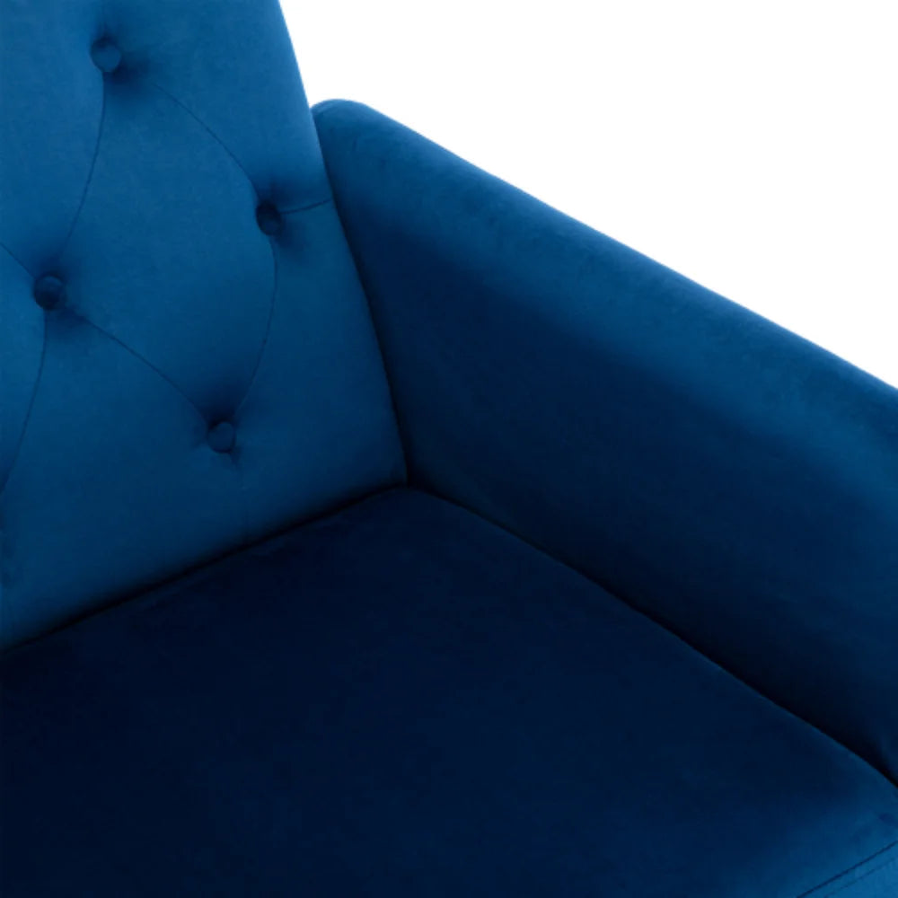 Navy Velvet Accent Chair with Ottoman I422