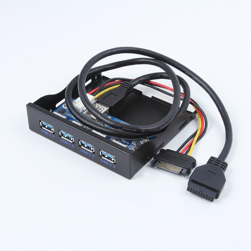 USB 3.0 4-Ports 3.5 inch Metal Front Panel USB Hub with 15 Pin SATA Power Connector O73074