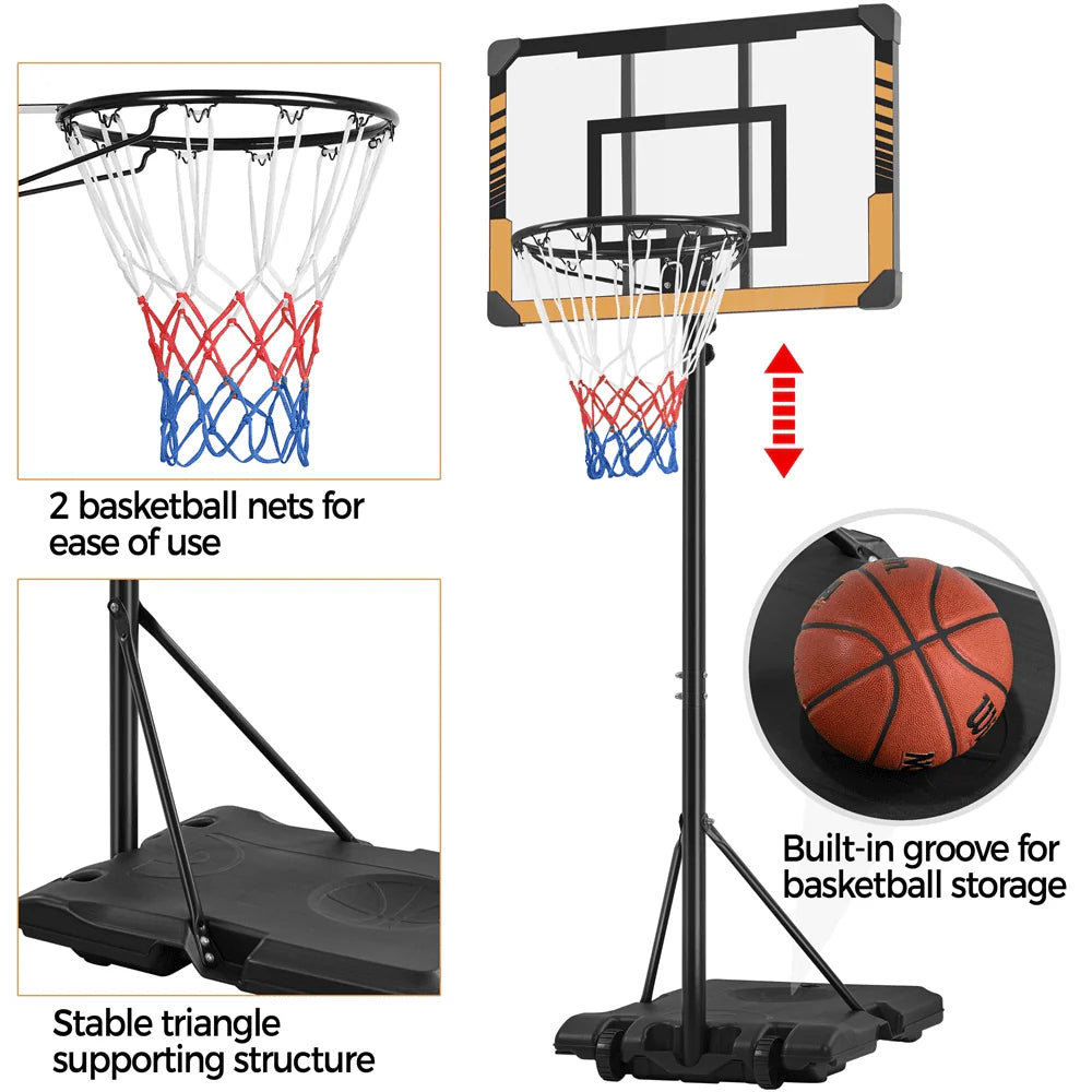 Height Adjustable Portable Basketball Hoop with Wheels H97694