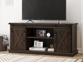 Rustic Wood TV Stand with Sliding Barn Door and Adjustable Shelves A716