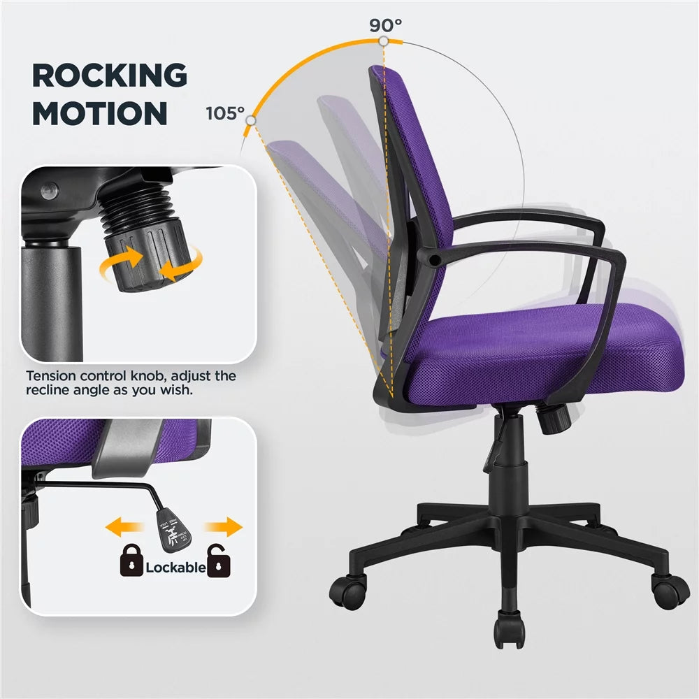Purple Adjustable Mesh Mid Back Office Chair Set of 2 S511357
