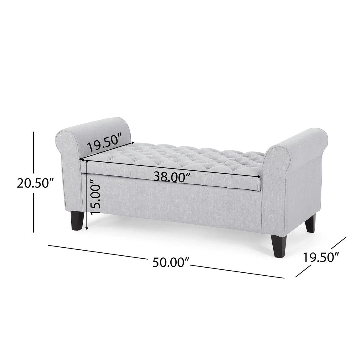 Light Gray and Dark Brown Fabric Storage Ottoman Bench O396