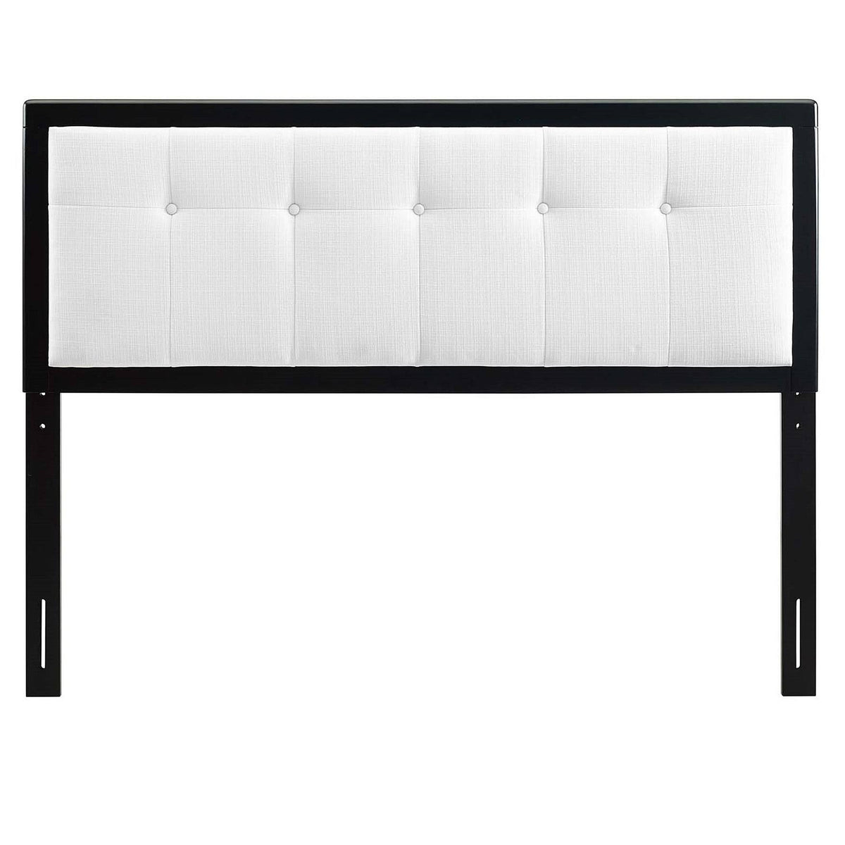 White Fabric Button Tufted Twin Size Wooden Headboard K87201