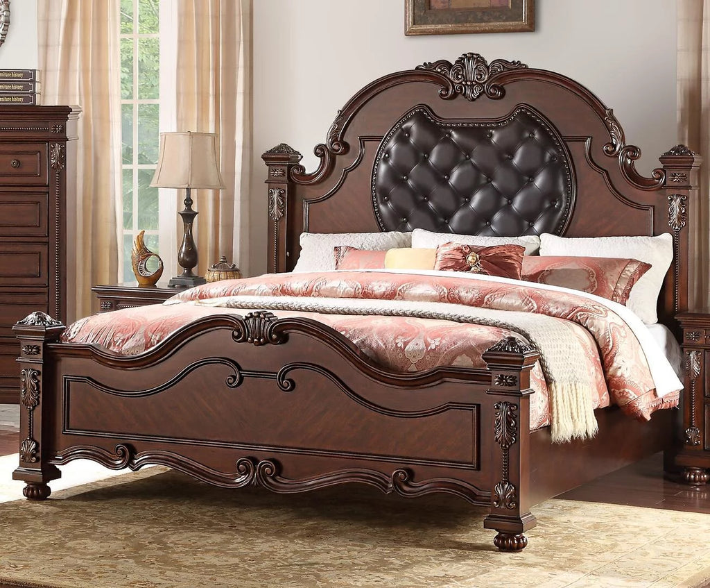 Queen Bedroom Set 5Pcs Cherry Finish Wood S727929