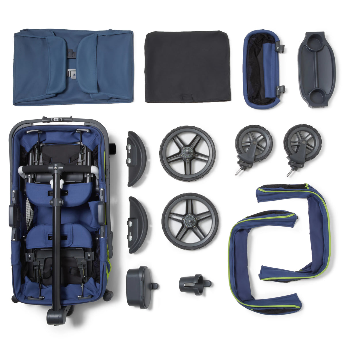 2-Seater Wagon Stroller with Rugged Wheels and Removable Canopy L933602