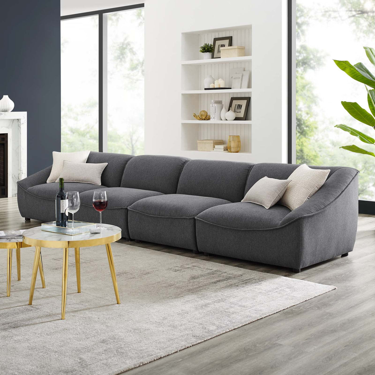 Dark Grey Fabric Sofa Q6456