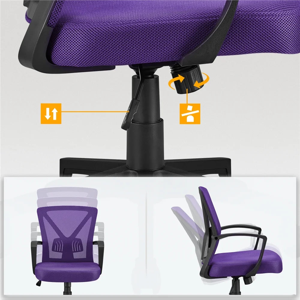 Purple Adjustable Mesh Mid Back Office Chair Set of 2 S511357