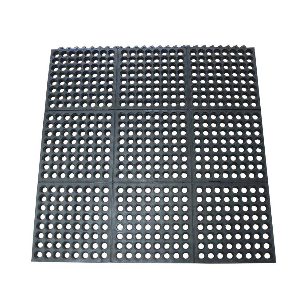 Black Rubber Kitchen Mats 4 Pack F967