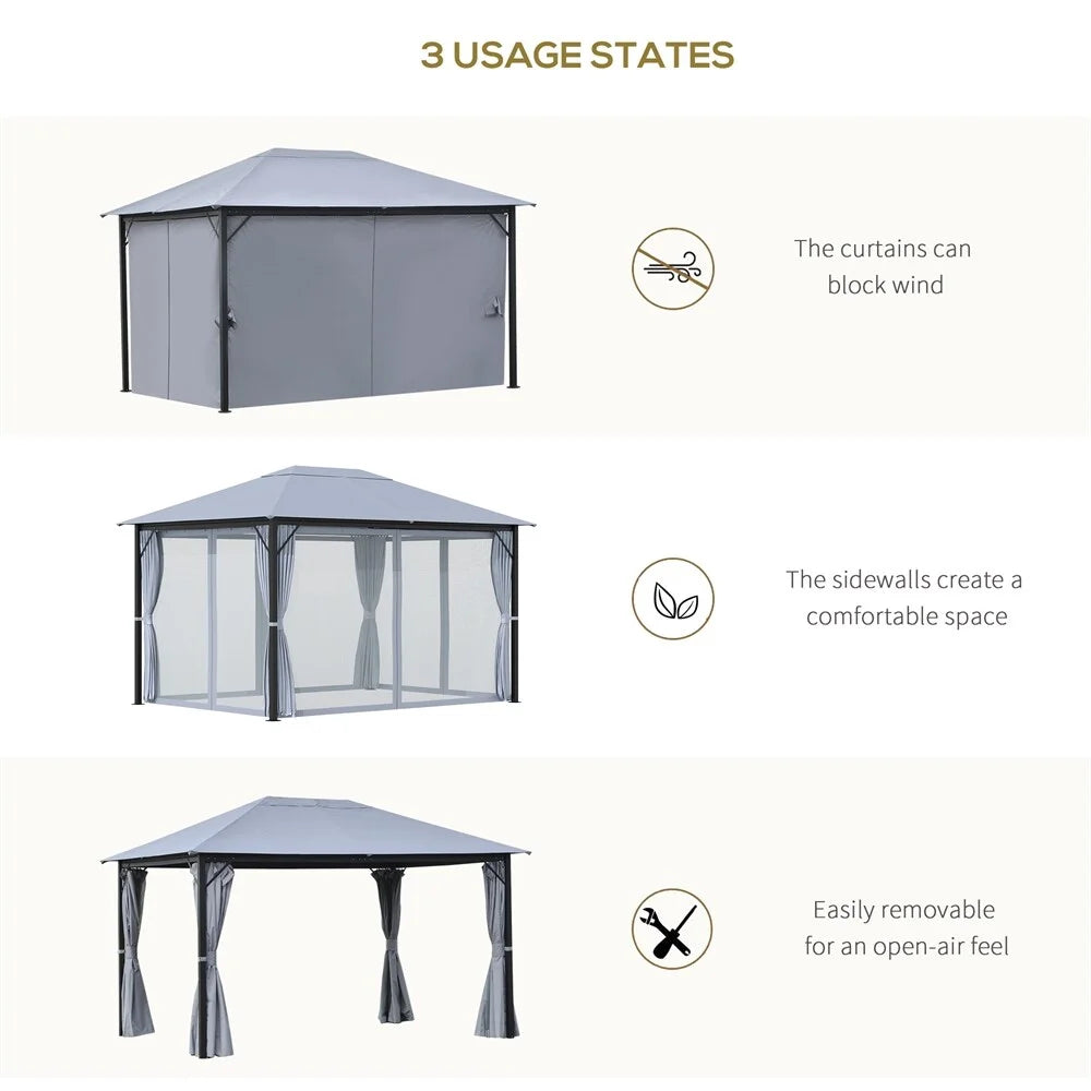 Aluminum Frame Outdoor Gazebo with Netting A49095