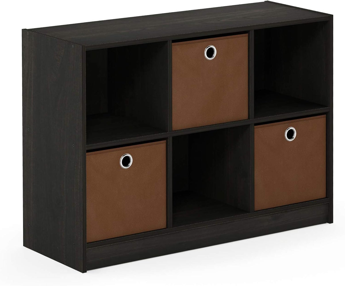 3x2 Bookcase Storage with Bins, Light Cherry/Ivory L6070