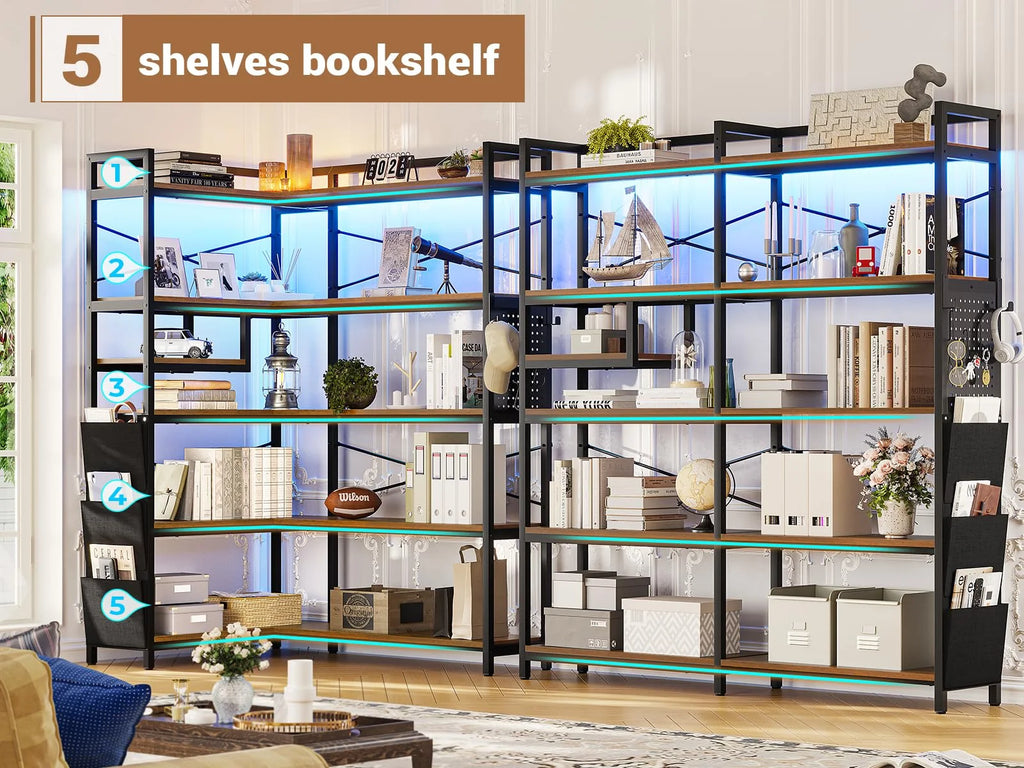 5-Tier Convertible Corner Bookshelf with Storage Q6770