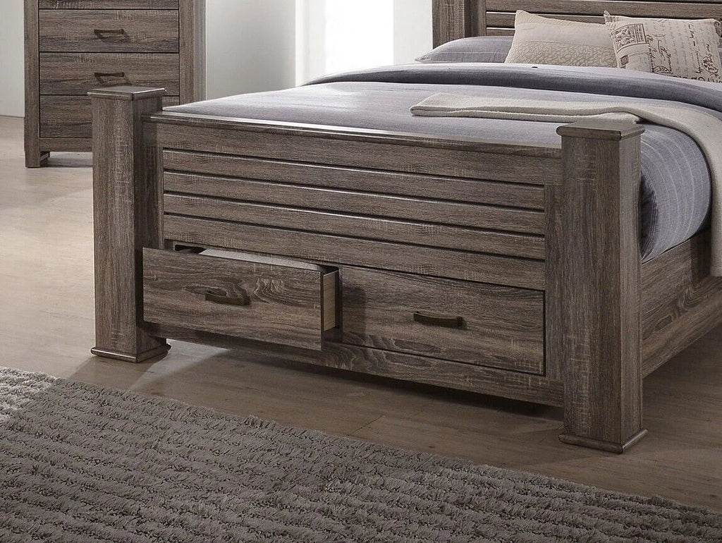 3pc Bedroom Furniture Set Natural Finish Eastern King Size Bed 2x Nightstands X144243