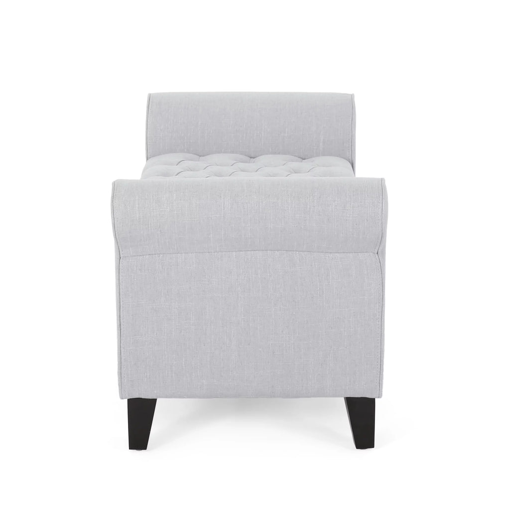 Light Gray and Dark Brown Fabric Storage Ottoman Bench O396