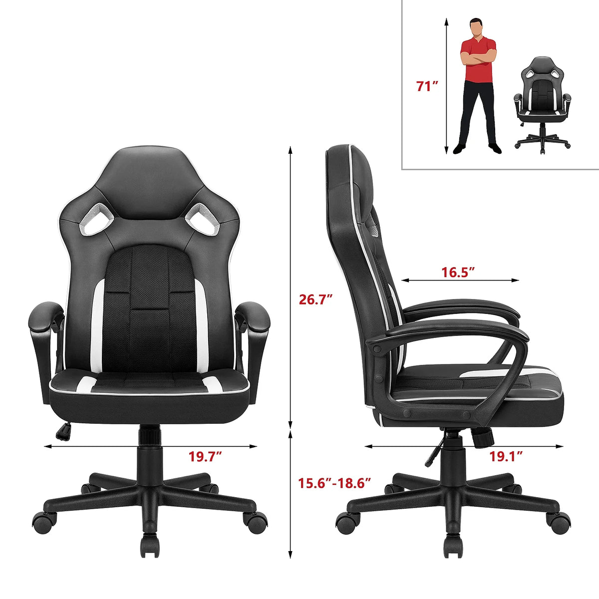 High-Back PU Leather Ergonomic Computer Chair with Lumbar Support Q3709