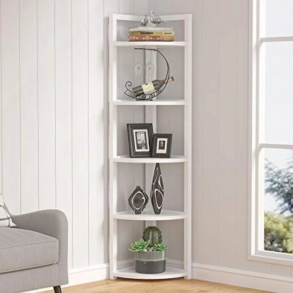 6 Tier 70.9 Inch Tall Corner Bookshelf L201168