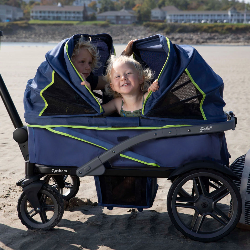 2-Seater Wagon Stroller with Rugged Wheels and Removable Canopy L933602