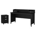 Black Suede Writing Desk with Mobile File Cabinet and Desktop Organizer S942399