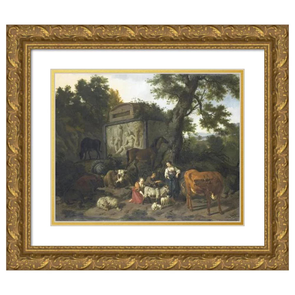 Gold Ornate Wood Frame Double Matted Museum Art Print O30046