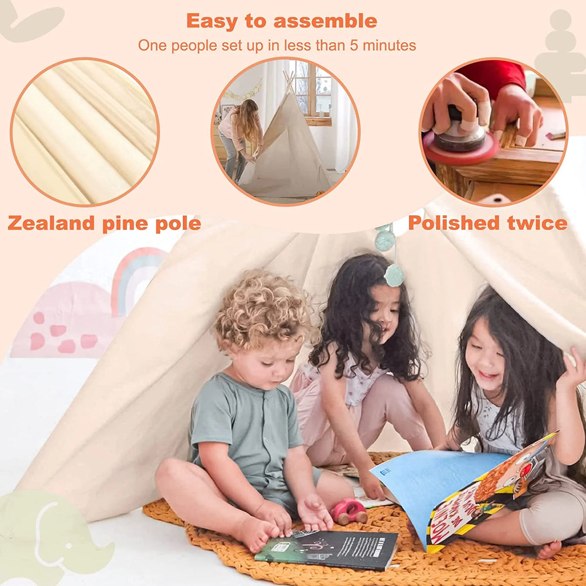 White Canvas Kids Teepee Tent C15018