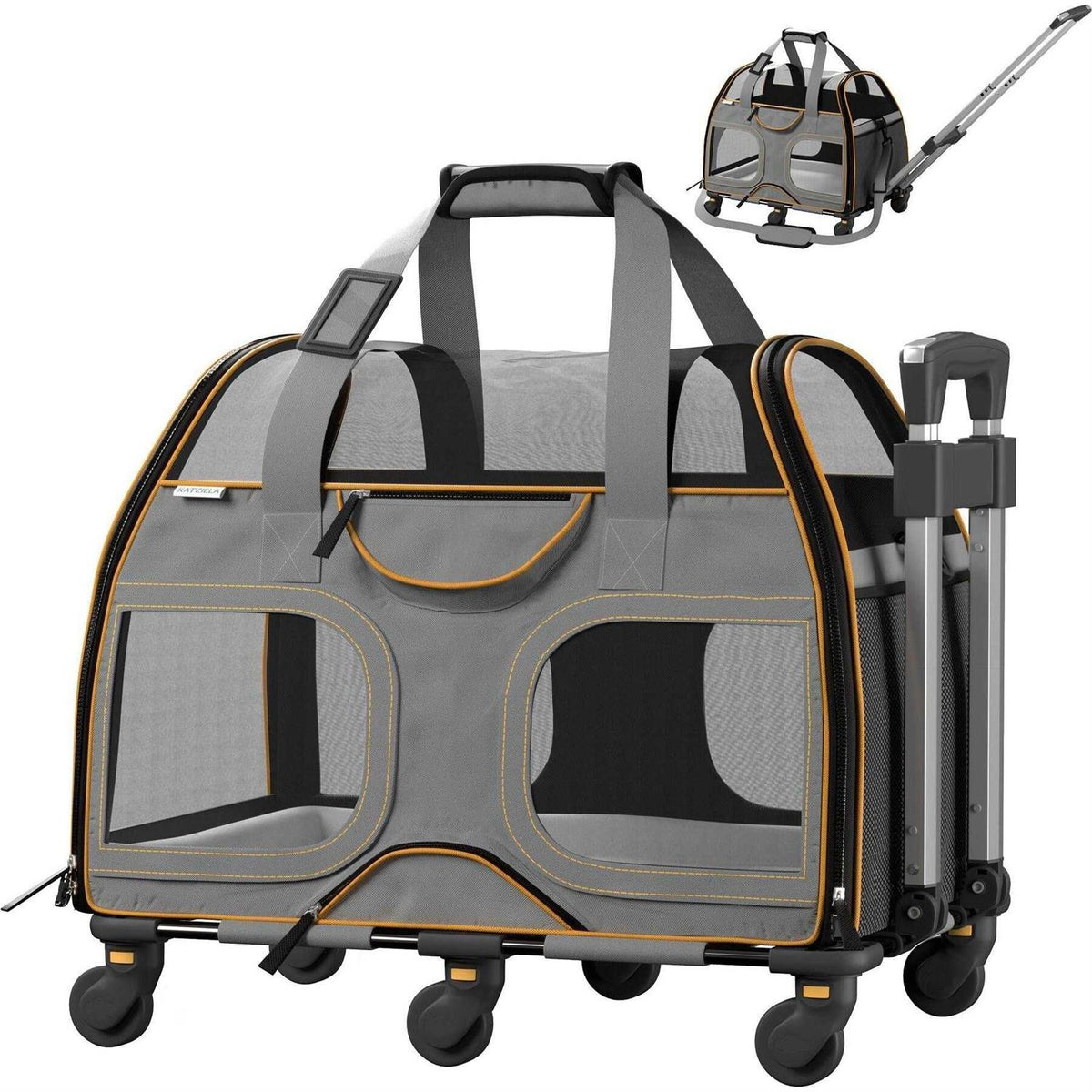 Pet Carrier with Removable Wheels and Double Telescopic Handle F676038