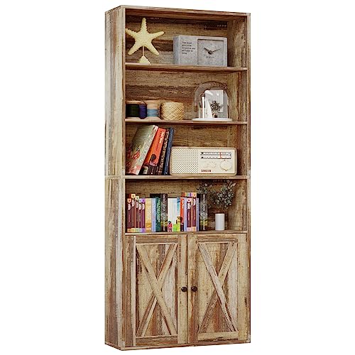 Industrial 6 Shelf Bookcase with Doors Y703