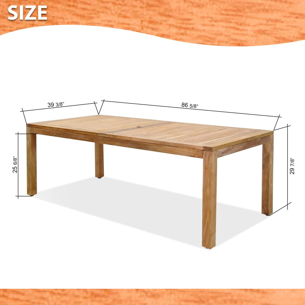 9 Pieces Teak Rectangular Outdoor Dining Set K206