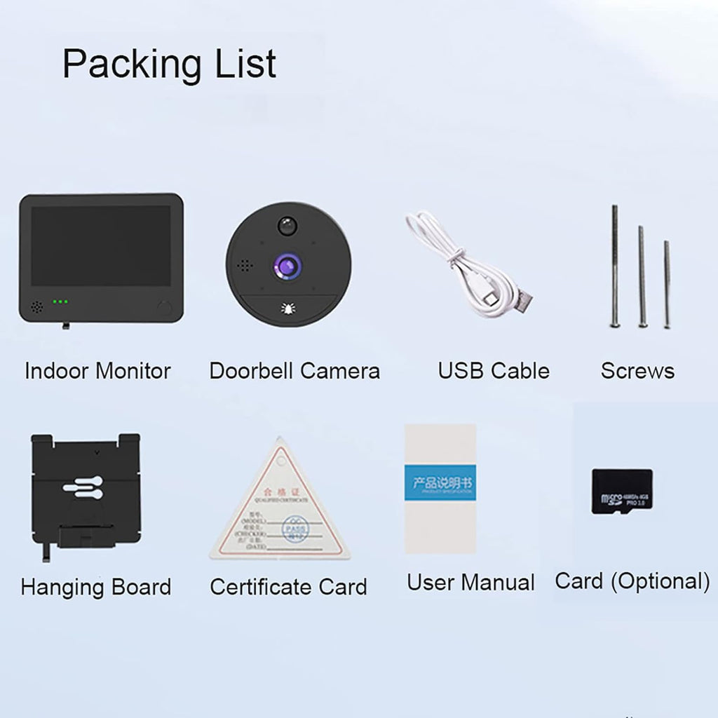 1080P WiFi Video Doorbell Peephole Camera 4.3 Inch Motion Detection D46348
