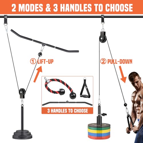 Cable Pulley System Gym with LAT Pull Down Bar and Loading Pin O450