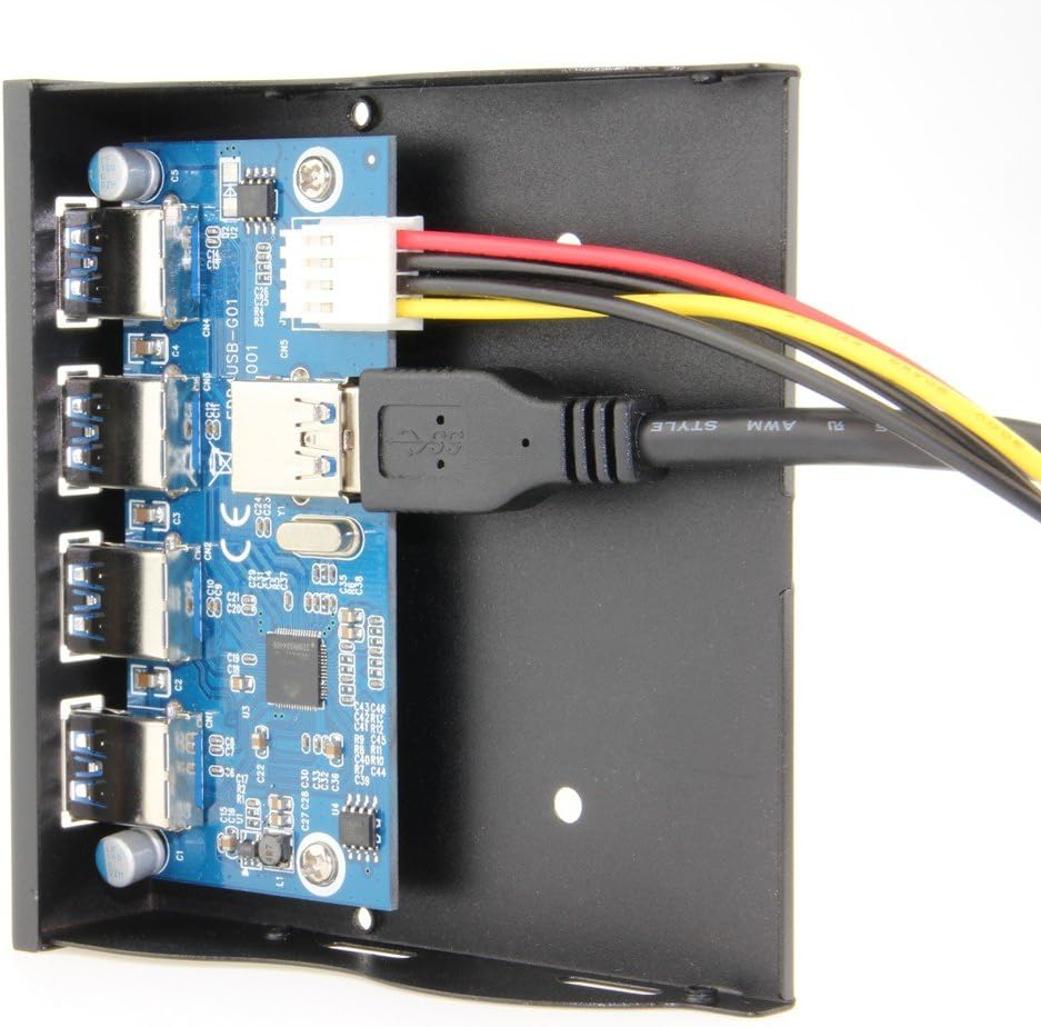 USB 3.0 4-Ports 3.5 inch Metal Front Panel USB Hub with 15 Pin SATA Power Connector O73074