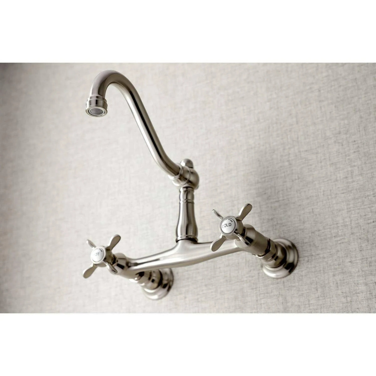 8x22 Center Wall Mount Bathroom Faucet, Brushed Nickel W6308