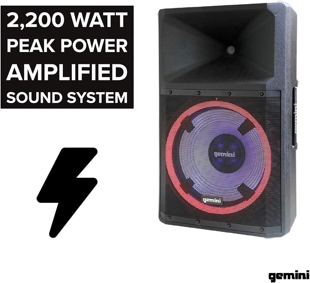 Bluetooth 2200W Peak Speaker with 15 Inch Woofer and LED Party Lights X13538