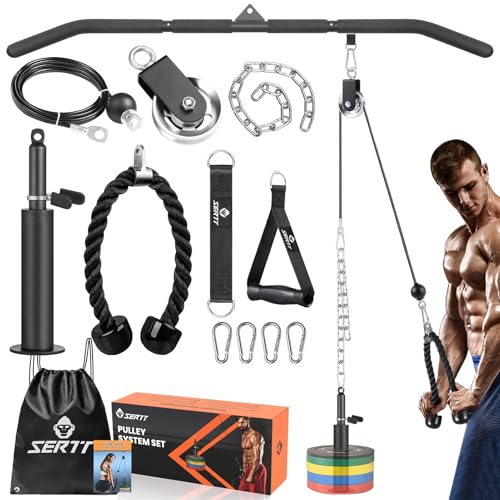 Cable Pulley System Gym with LAT Pull Down Bar and Loading Pin O450