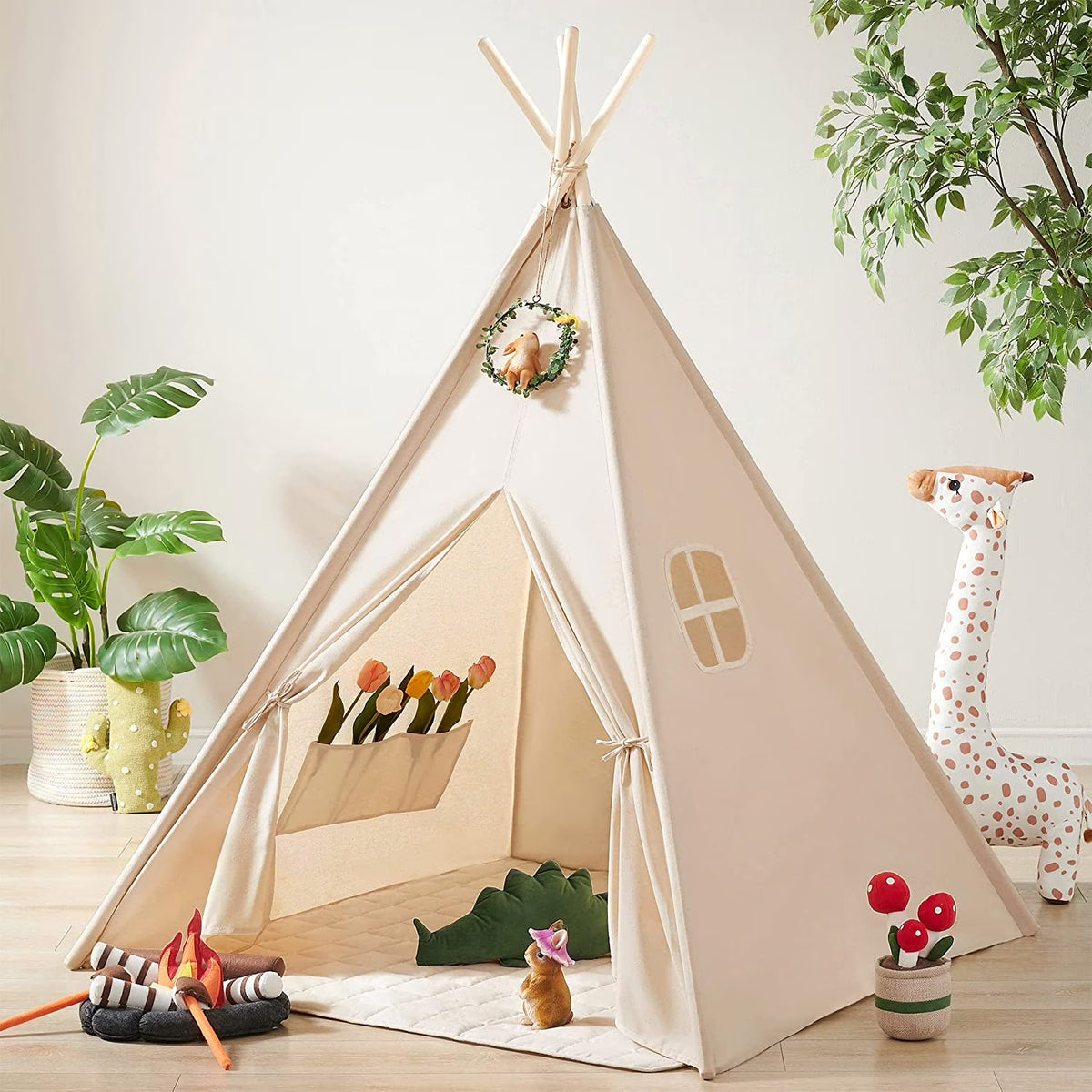 White Canvas Kids Teepee Tent C15018