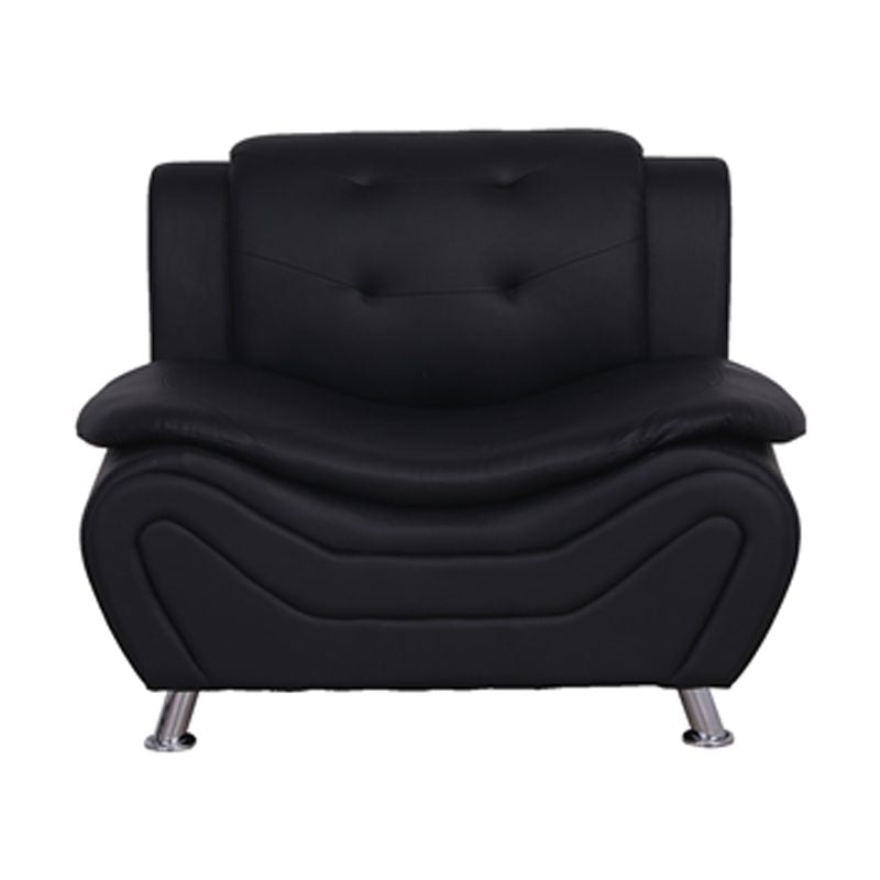 3-Piece Faux Leather Loveseat and 2 Club Chairs in Black U33107